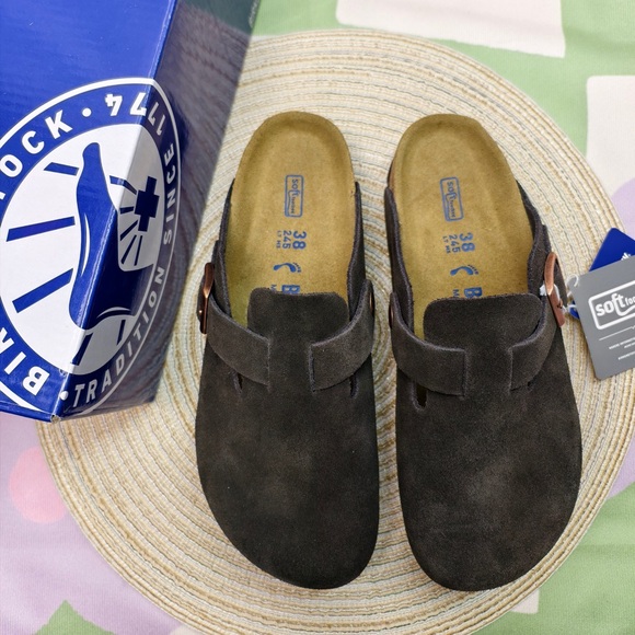 Birkenstock Shoes - Birkenstock Boston Mocha Suede Clogs | Narrow Fit